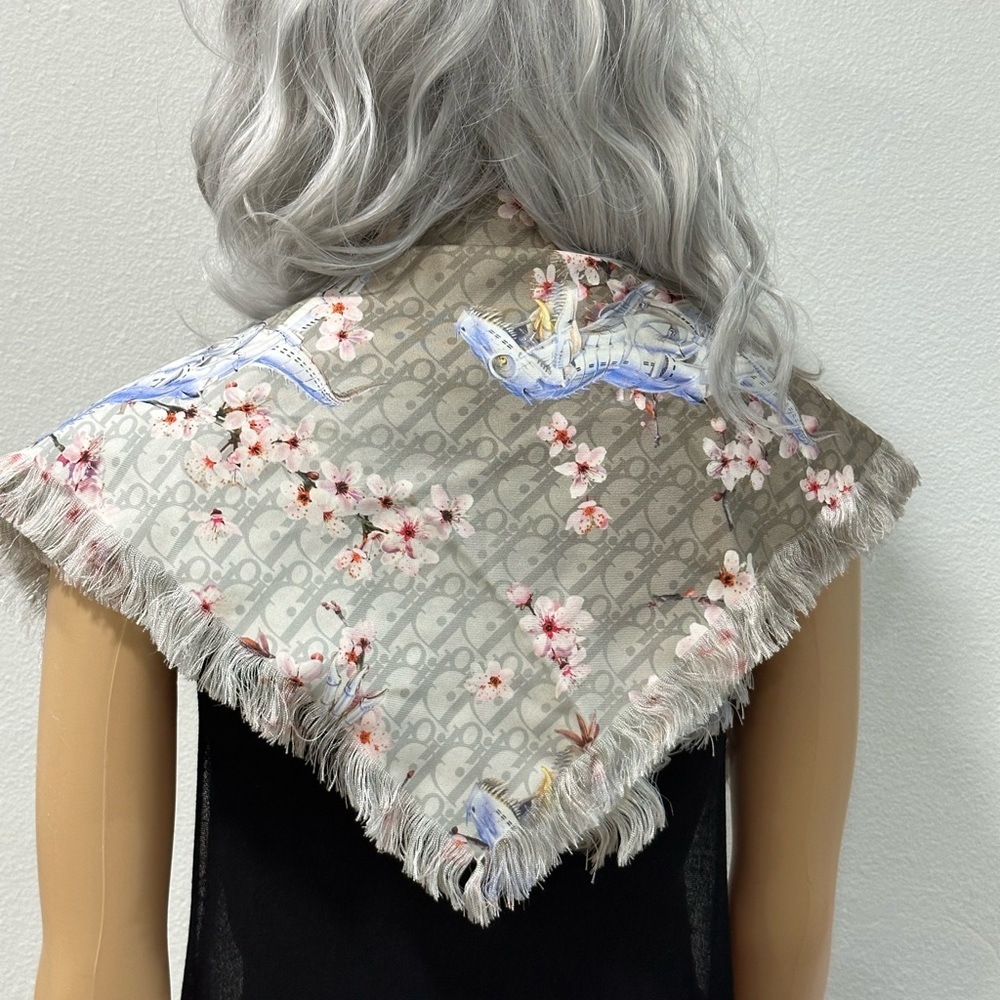 Authentic Dior Sorayama Oblique Dinosaur Silk Scarf